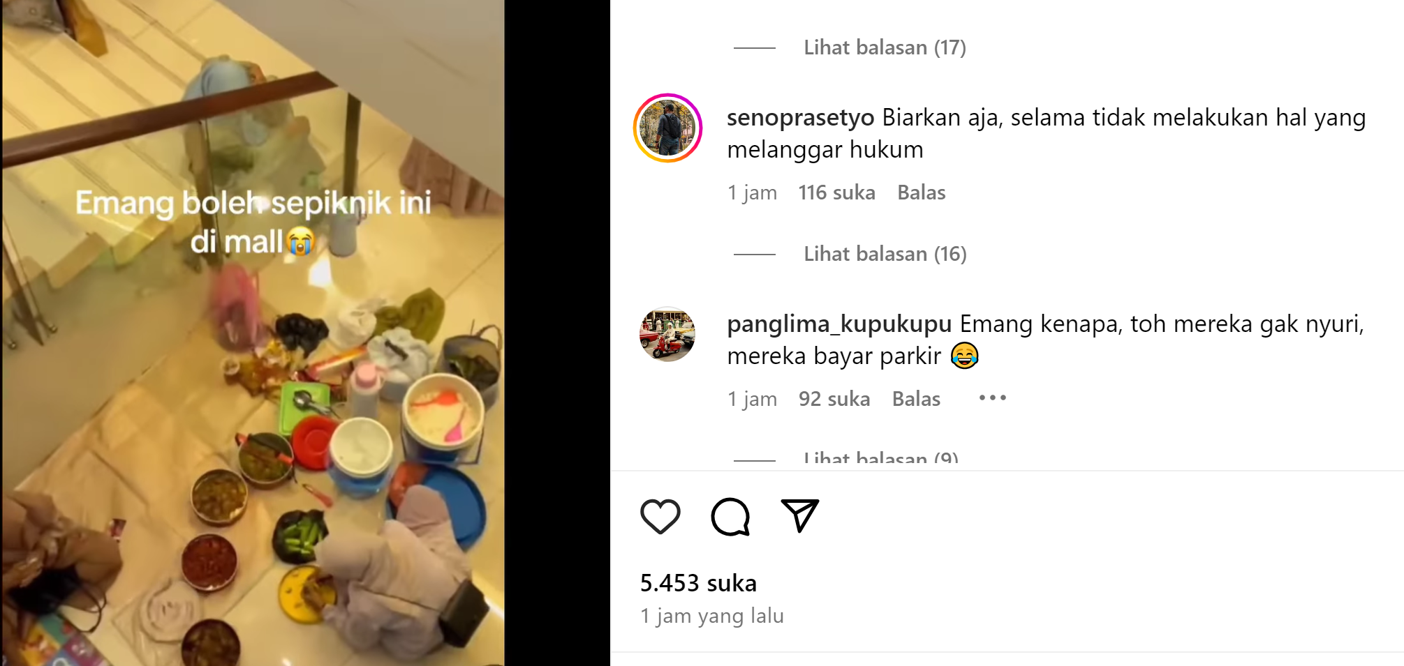 Viral Video Makan Piknik di Mal, Reaksi Warganet Tak Terduga!