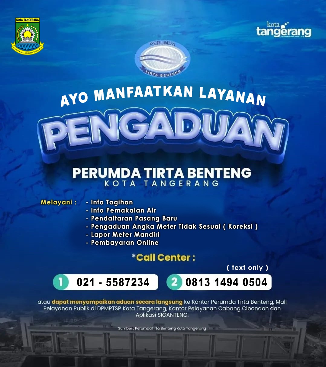 Layanan Aduan Pelanggan Perumda Tirta Benteng Kota Tangerang