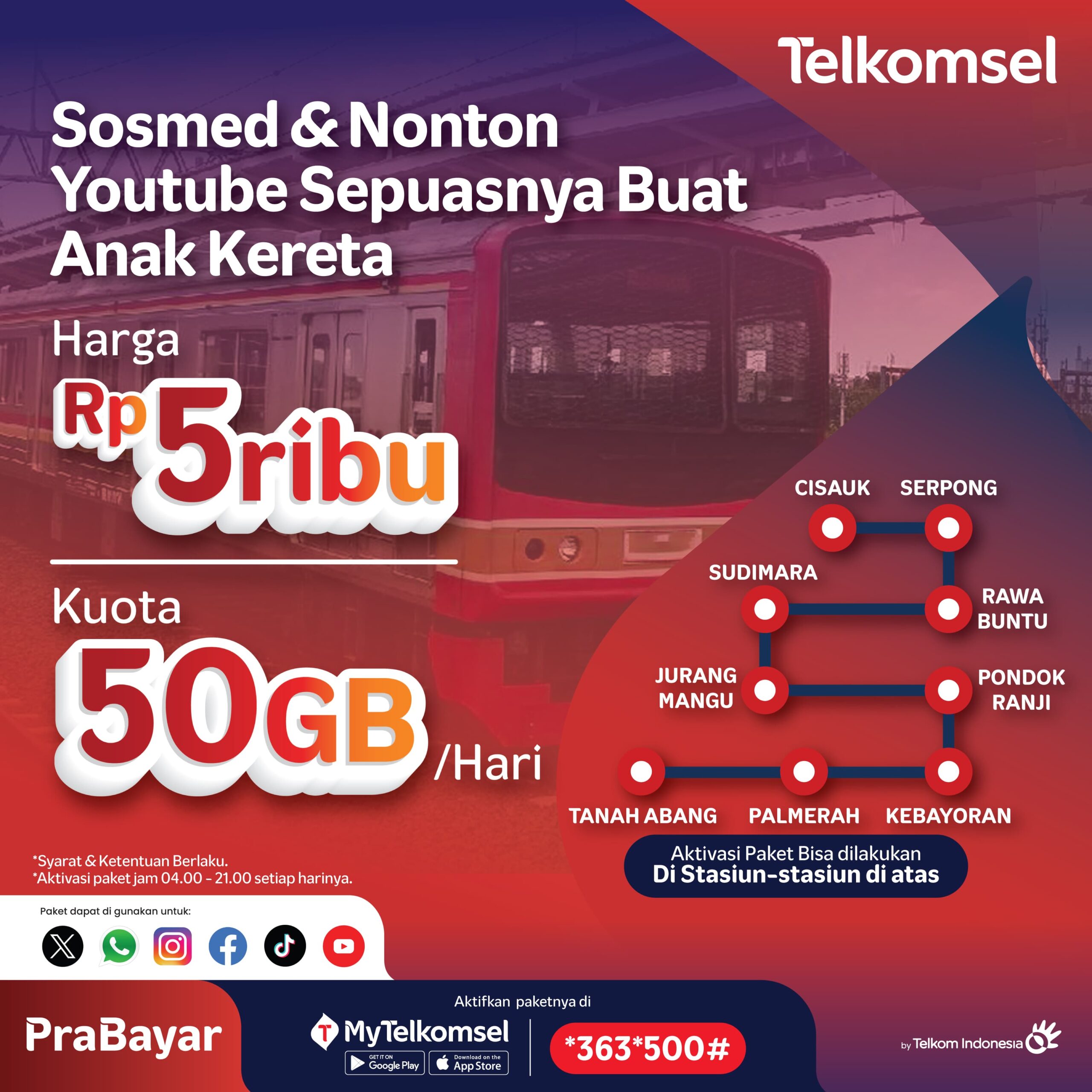 Telkomsel Luncurkan Paket Jelajah AnKer, Khusus Pengguna Kereta Rel Listrik Rute Cisauk - Tanah Abang