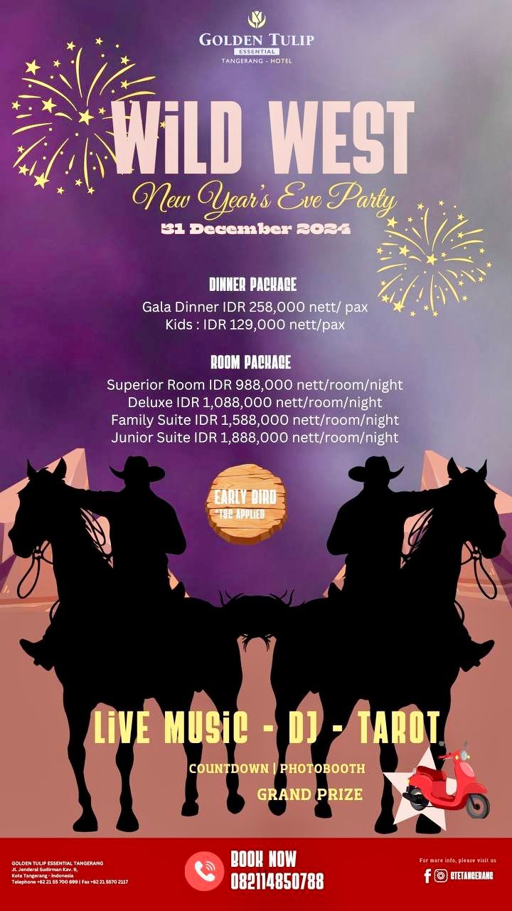 Golden Tulip Essential Tangerang Menggelar "Wild West New Year's Eve Party 2025" di Malam Tahun Baru