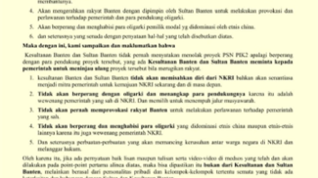 Kesultanan Banten Tegaskan Sikap Terkait PSN PIK 2, Tidak Akan Lepas dari NKRI!