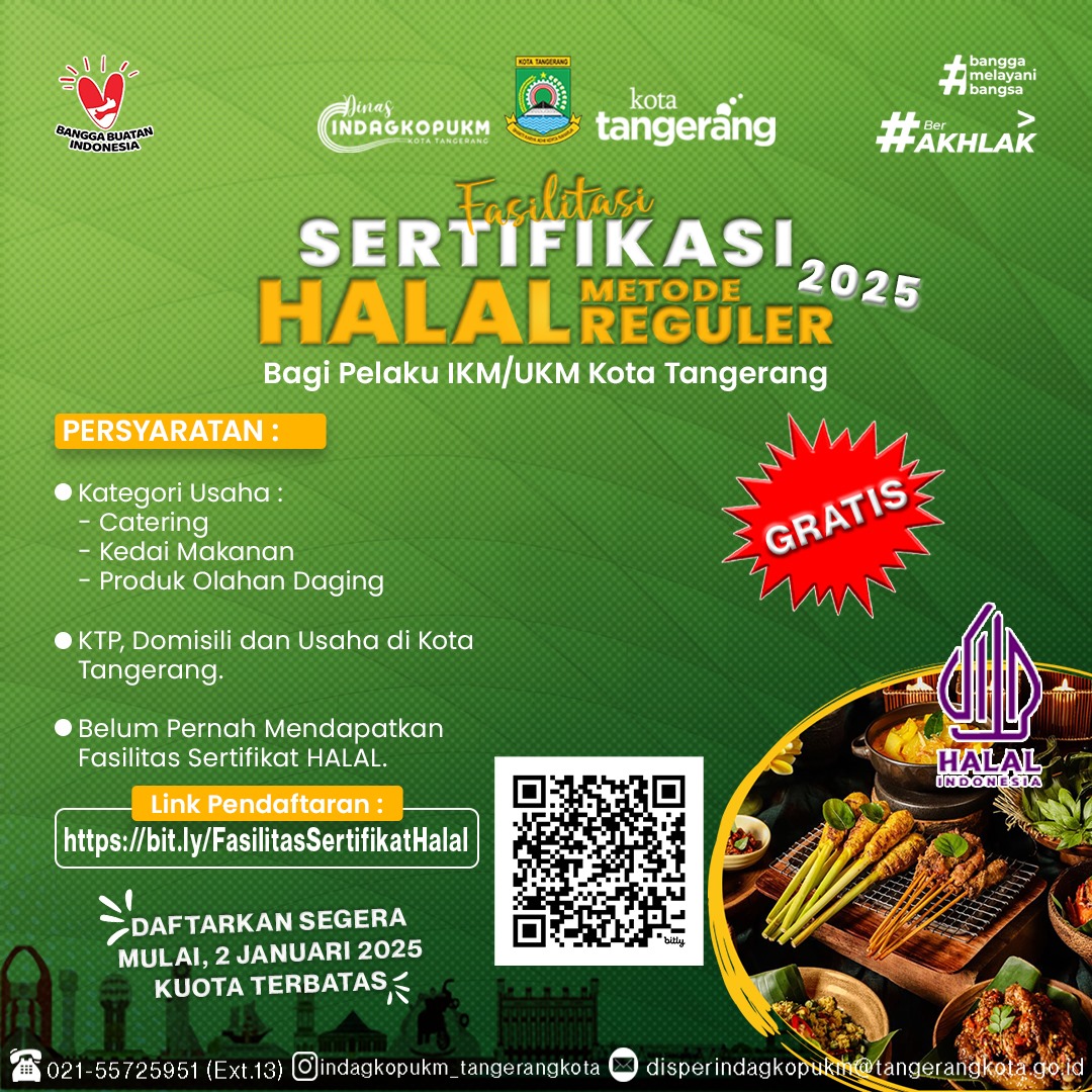 Dukung UMKM Naik Kelas, Pemkot Tangerang Buka Pendaftaran Sertifikasi Halal dan Higiene