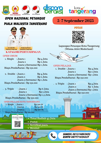 Total Hadiah 45 Juta! Kejuaraan Nasional Petanque akan Digelar di Kota Tangerang
