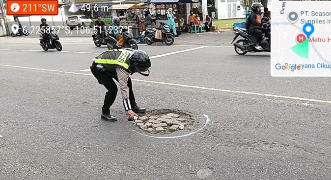 Antisipasi Kecelakaan Mudik, Satlantas Polresta Tangerang Sisir Jalan Rusak Km 12–32