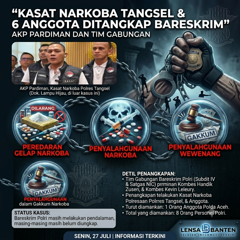 Kasat Narkoba Polres Tangerang Selatan (Tangsel), AKP Pardiman, ditangkap oleh Direktorat Tindak Pidana Narkoba (Dittipidnarkoba) Bareskrim Polri