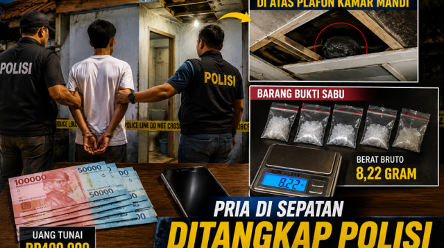 Sembunyikan Sabu 8,22 Gram di Atas Plafon Kamar Mandi, Pria di Sepatan Ditangkap Polisi