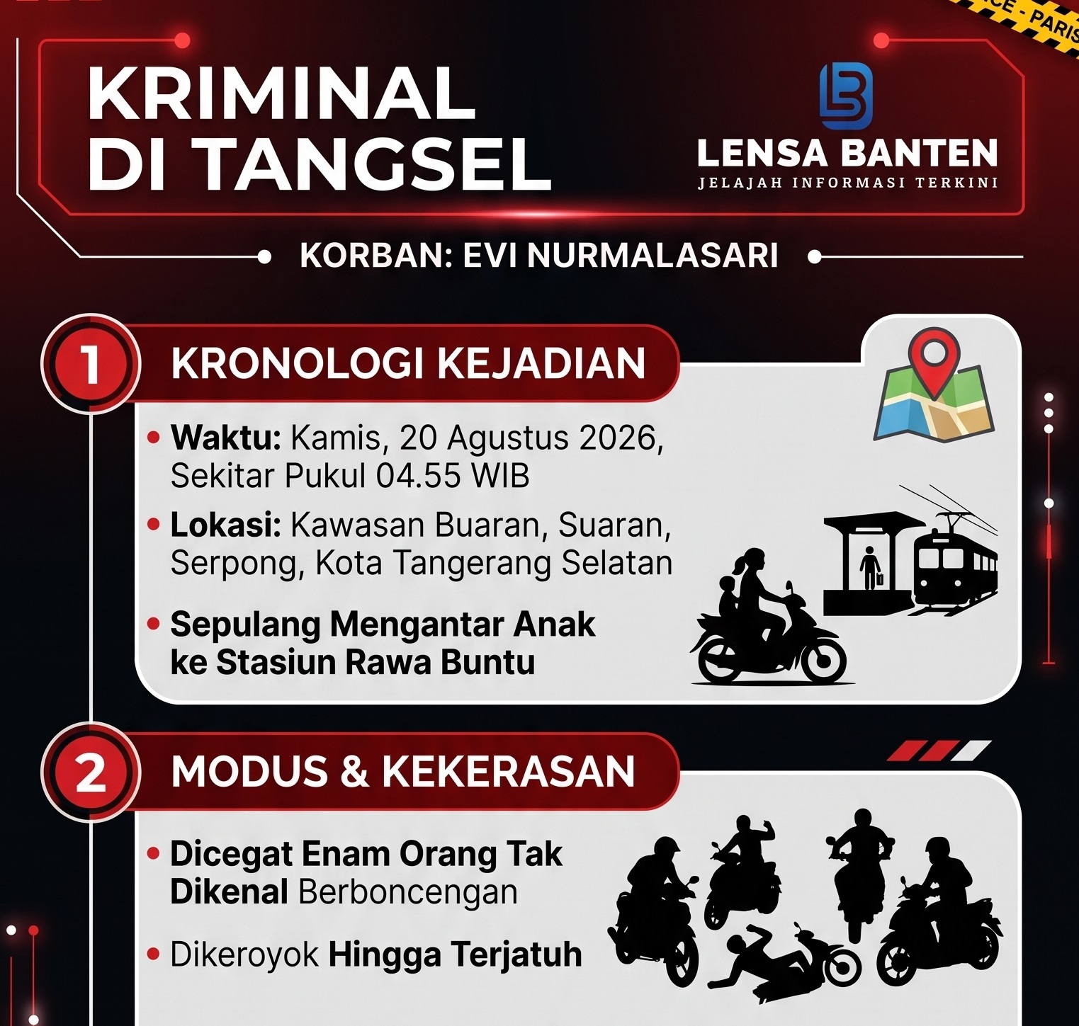 Aksi Begal Sadis di Tangsel Tangan Korban Tersayat Celurit, Motor Digondol