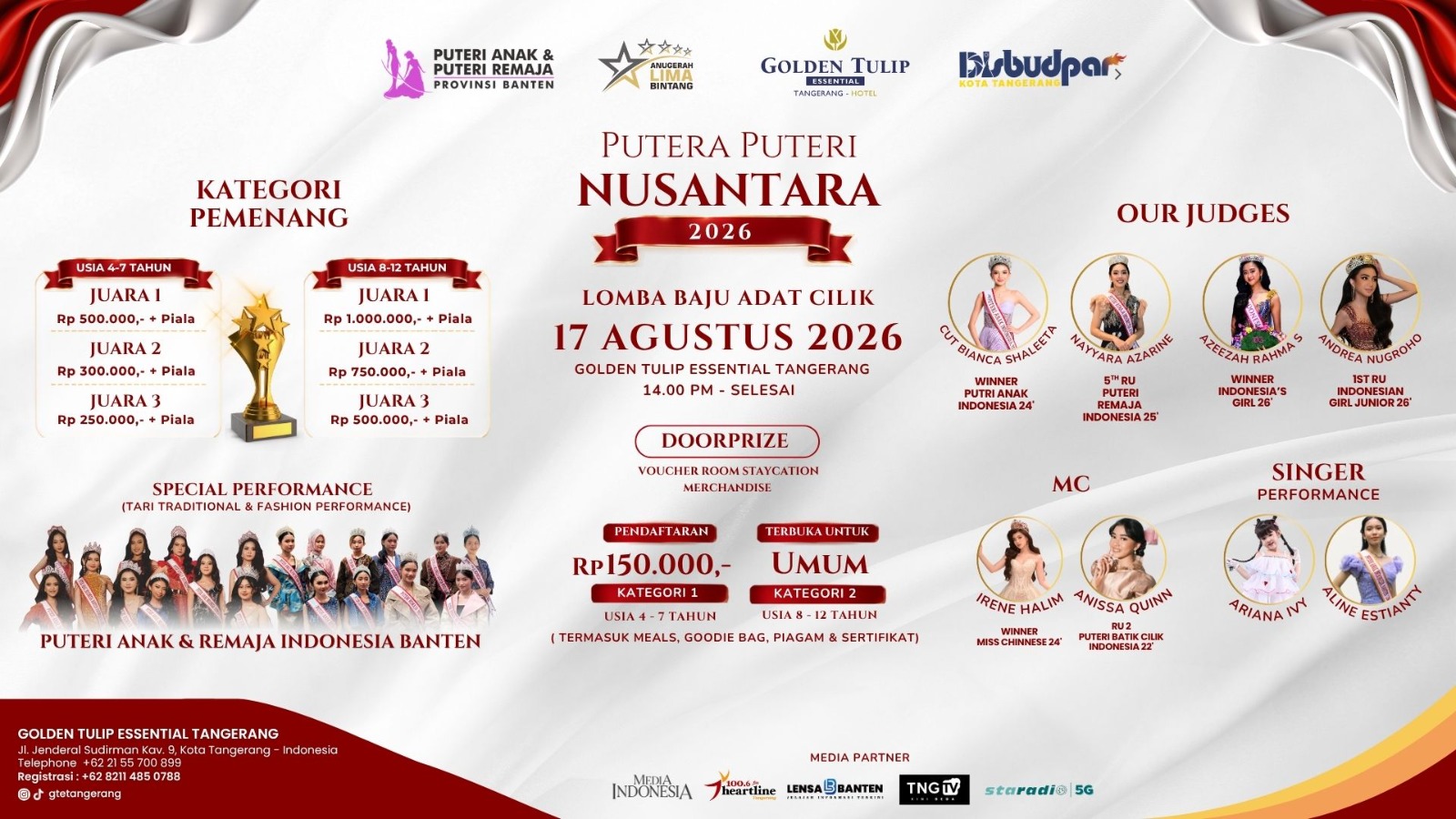 Sambut HUT Ke-81 RI, Golden Tulip Essential Tangerang Gelar Lomba Baju Adat Cilik Putera Puteri Nusantara 2026